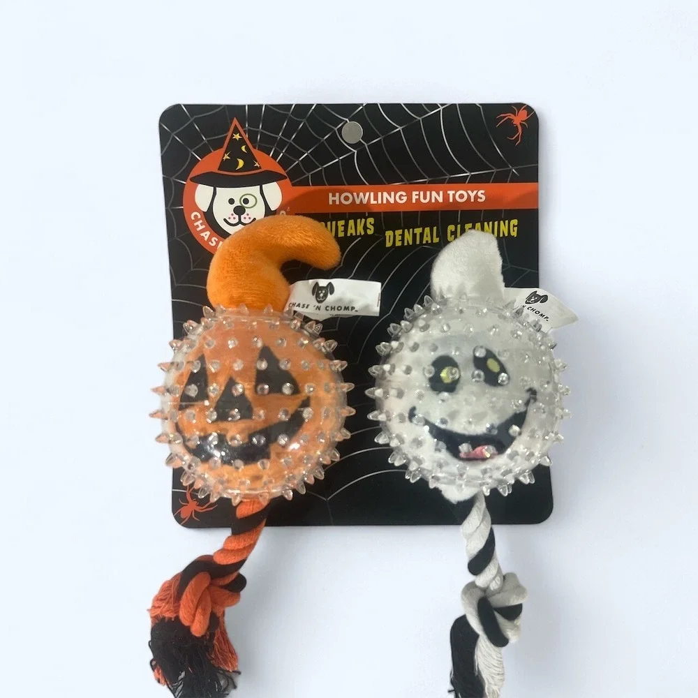 Chase & Chomp Halloween Ghost Pumpkin Howling Fun Toys Squeaky Spiky Dog Toy 11